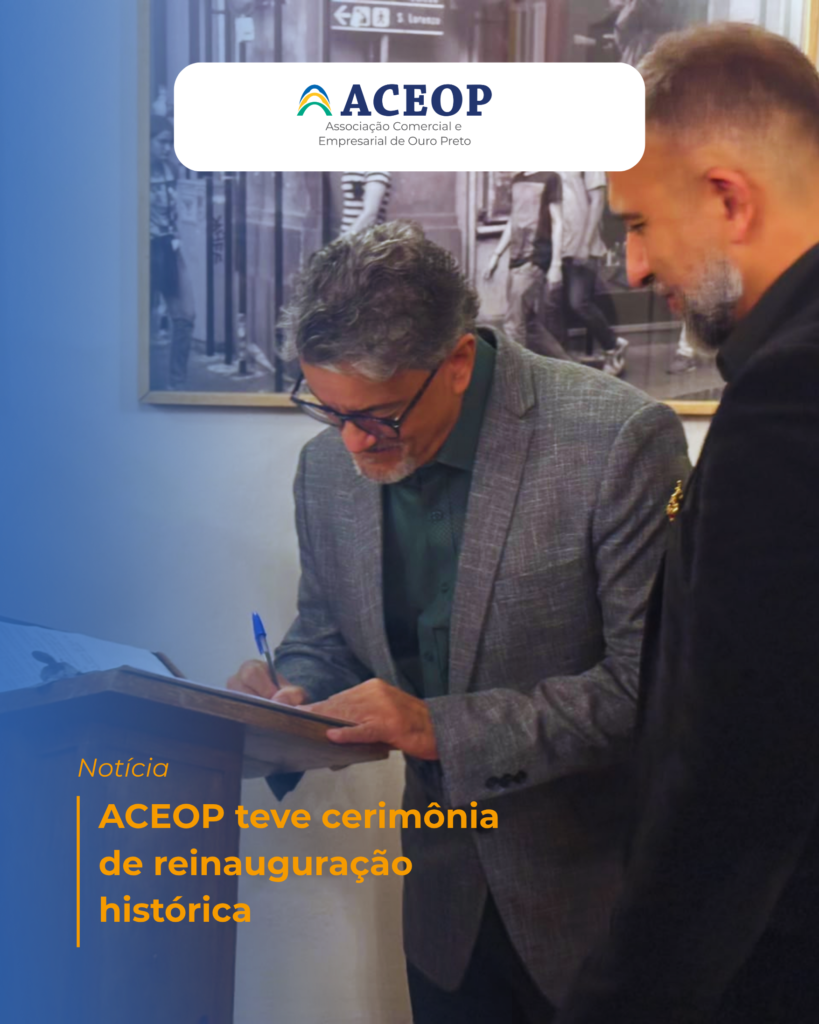 Presidente da ACEOP ao lado de Rodrigo Camara assina declaração que inaugura Galeria de Arte